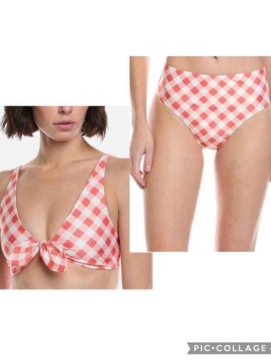 summersalt Other - Summersalt The Jetsetter Bikini Bathing Suit Orange Gingham Check Plaid NWT 16